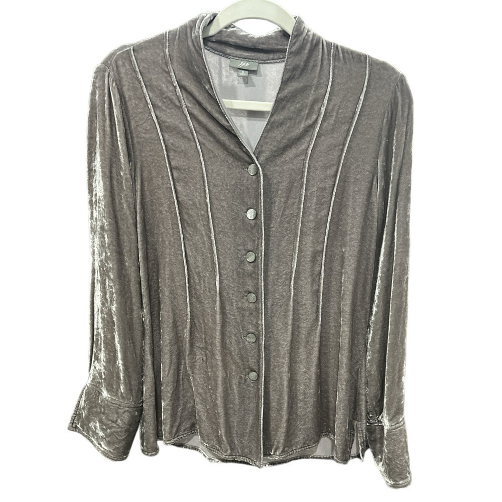 J. Jill Gray Velvet Rayon Silk Blend Long Sleeve Top Size: S